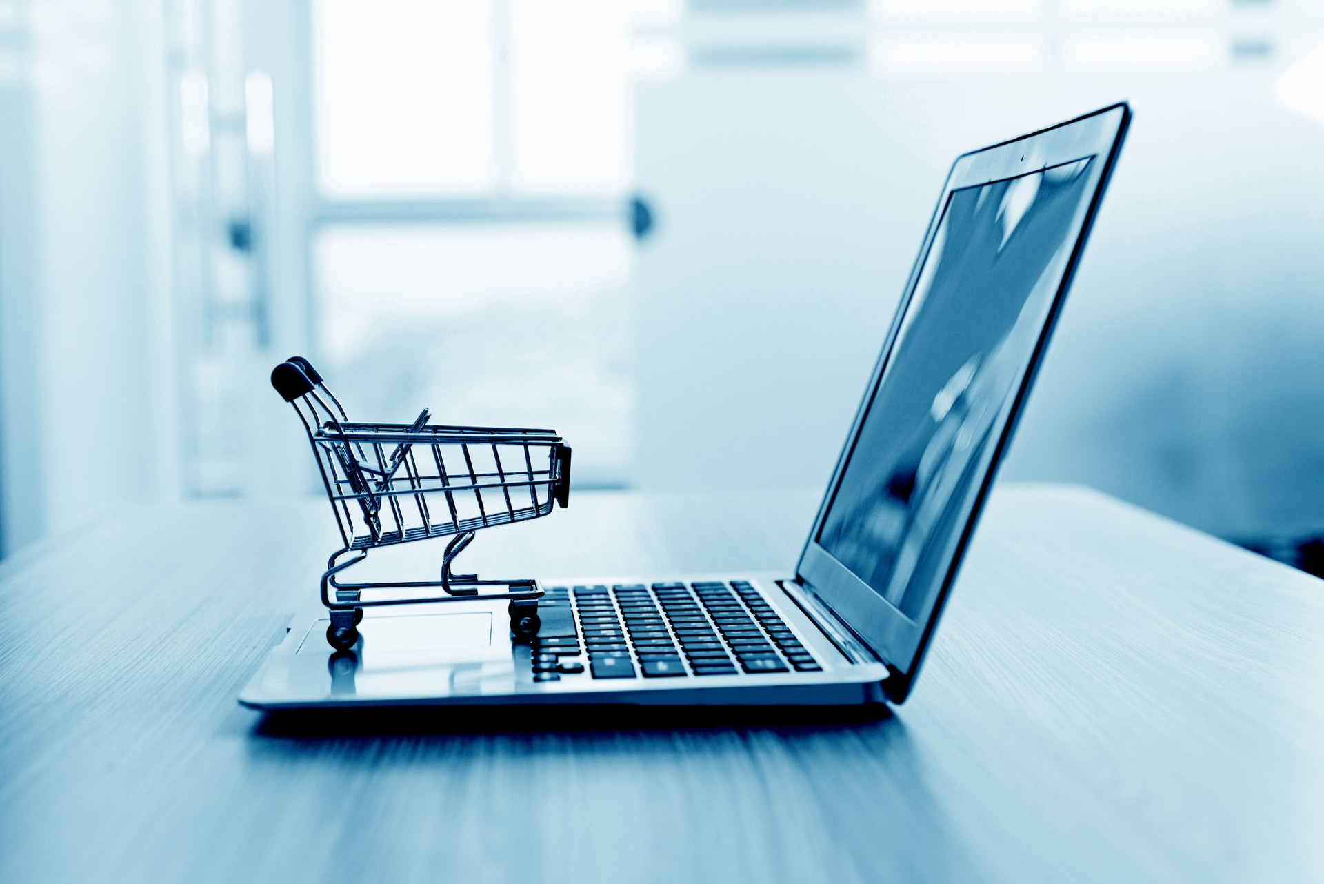 Shopping cart on laptop Shopping cart on laptop